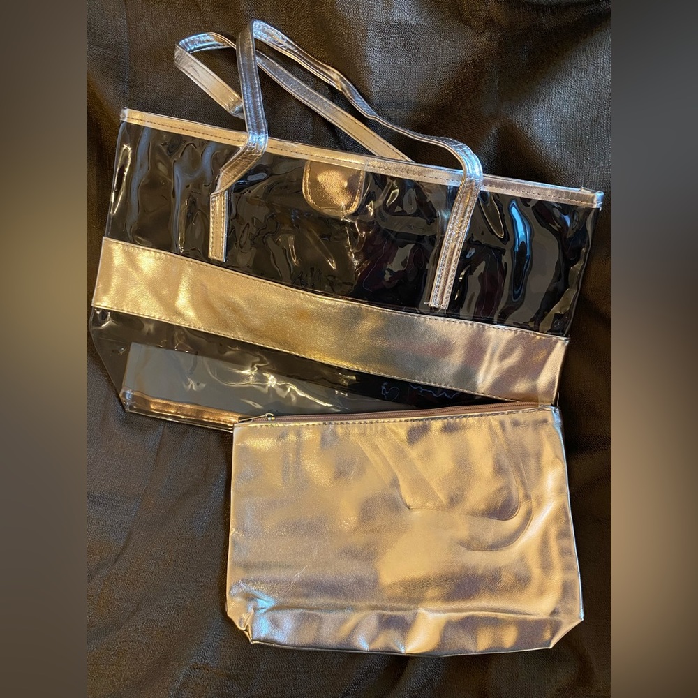 (Or 2/$10) Juntex Women’s Transparent Bag  w/ Matching Zipper Pouch!